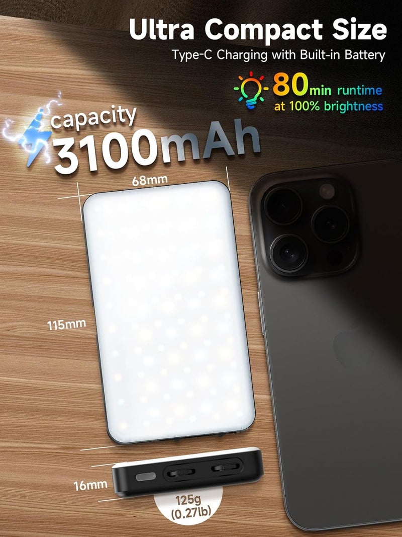 MOMAN LED Camera Light, RGB Video Lights for Photography, App Wireless Control, 2500-9000K, CRI 95+, Long Battery Life, Portable Lighting Panel with Cold Shoe, Fits for GoPro Sony Canon - Image 4